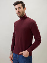 Men's Solid High Neck Full Sleeve Regular Fit T-Shirt